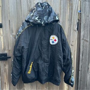 Starter G-III NFL Pittsburgh Steelers Puffer Jacket in Black & Gold Size Large